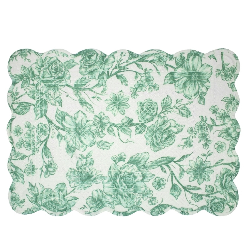 💕 2025 4 Pack New  Pioneer Woman Agatha  Green Quilted Fabric Table Plac